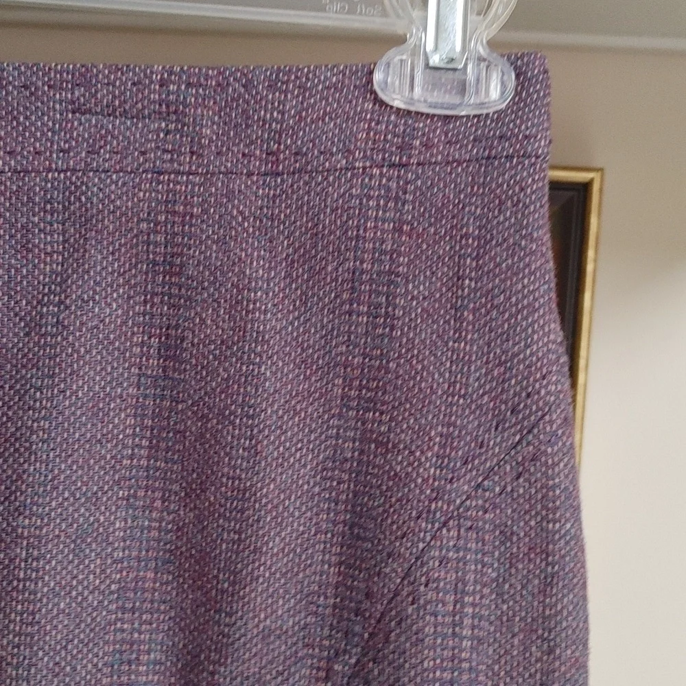 NWOT Coldwater Creek Violet Wool Mix Top-Stitched Tweed Skirt Size 4